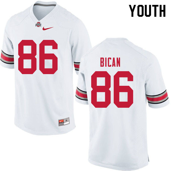 Ohio State Buckeyes Gage Bican Youth #86 White Authentic Stitched College Football Jersey